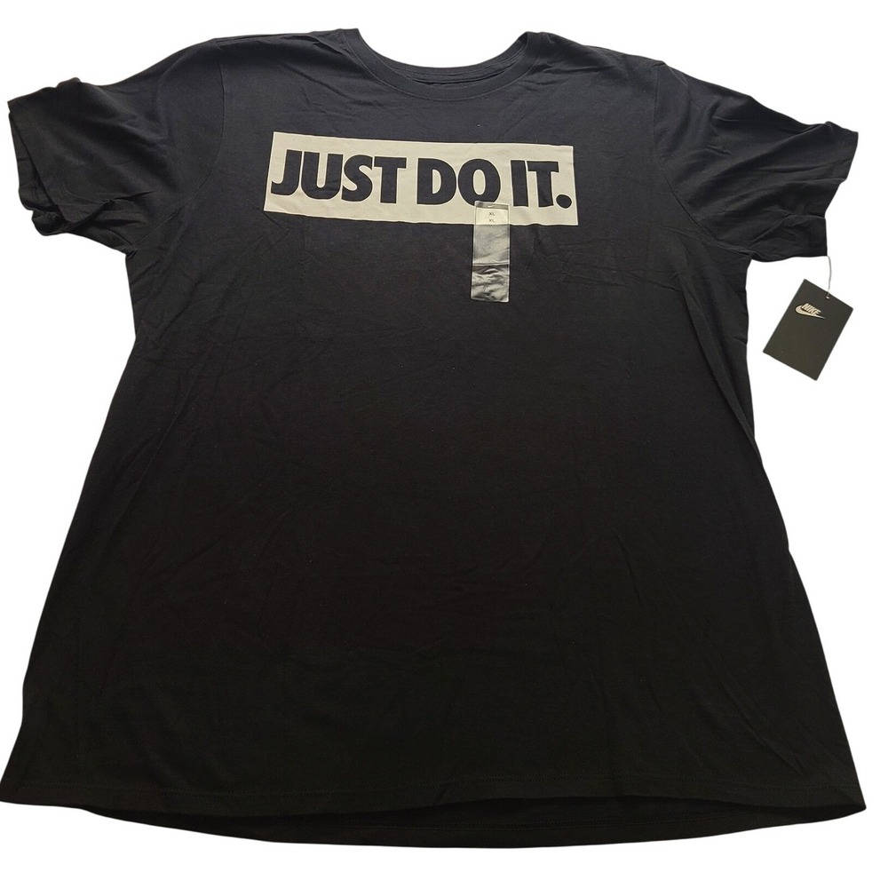 Nike Men's Just Do It Box Logo Graphic T-Shirt Black XL Athletic Cut New NWT